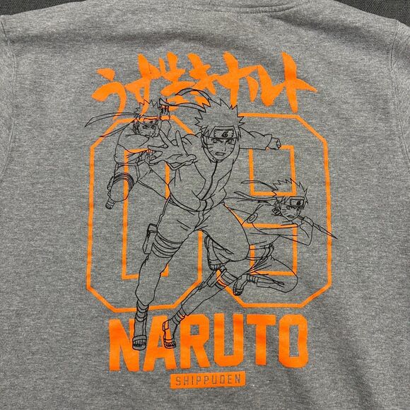 Naruto‎ Hoodie Mens Large Shippuden Hidden Leaf Village Vizmedia Sweatshirt Gray - Picture 8 of 10